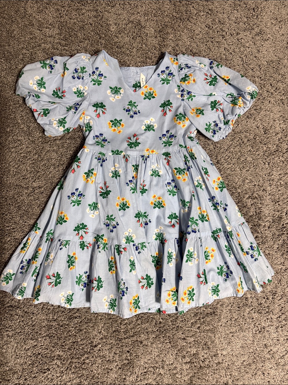 Janie and Jack Blue Floral Puff-Sleeve Dress